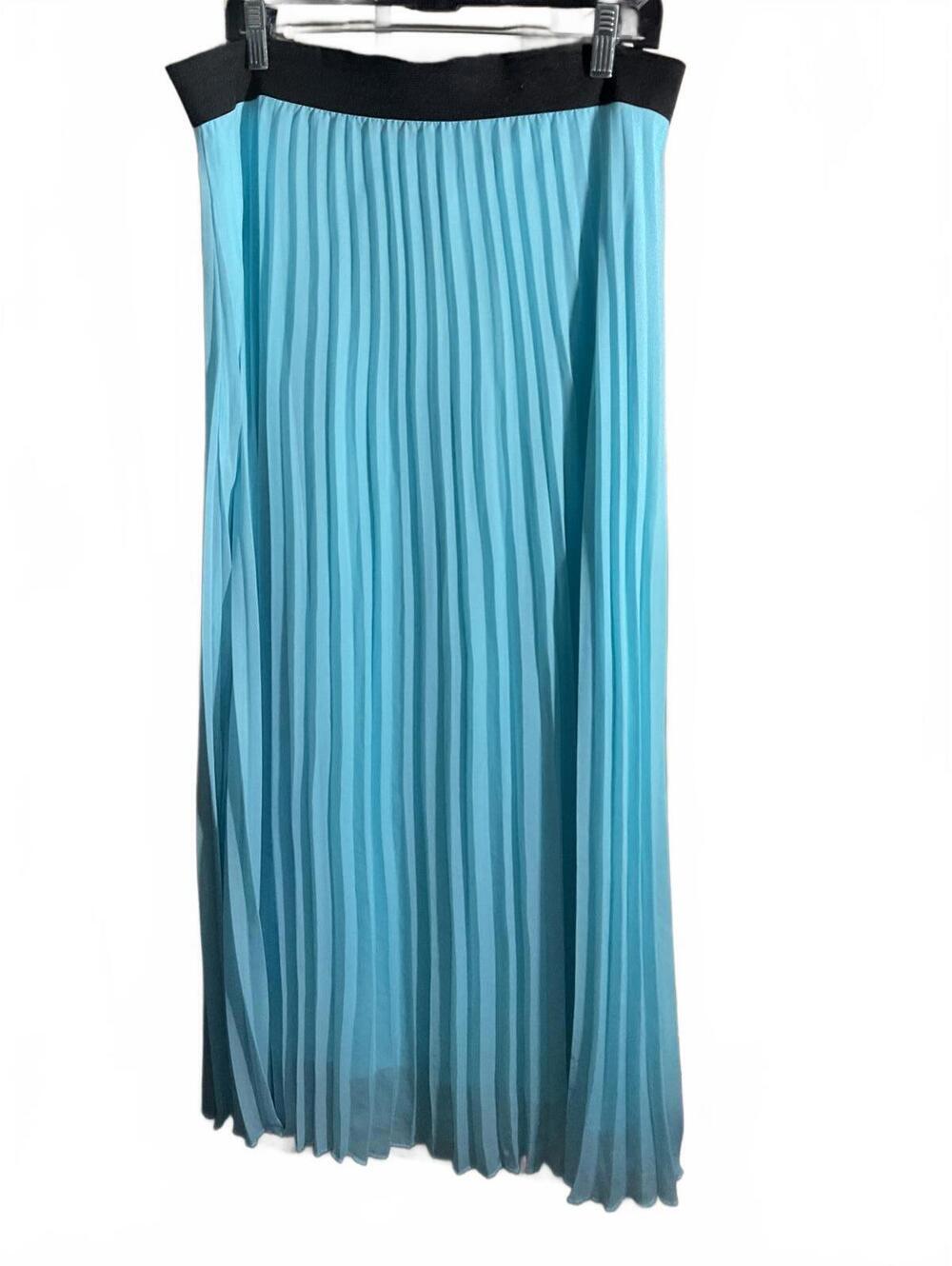 Lavish Pleated Maxi Skirt in Aqua Blue large
